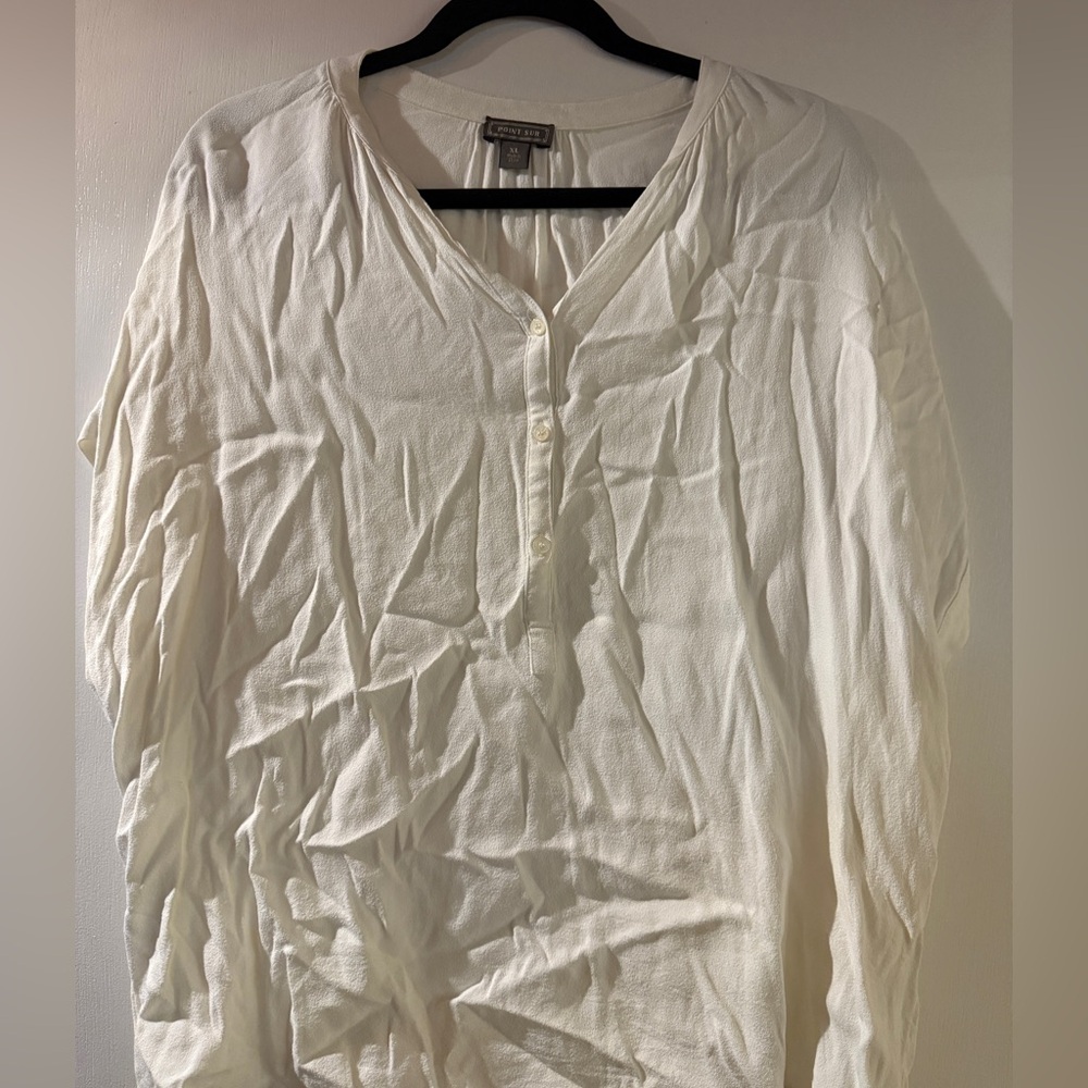 Casual White Henley Shirt